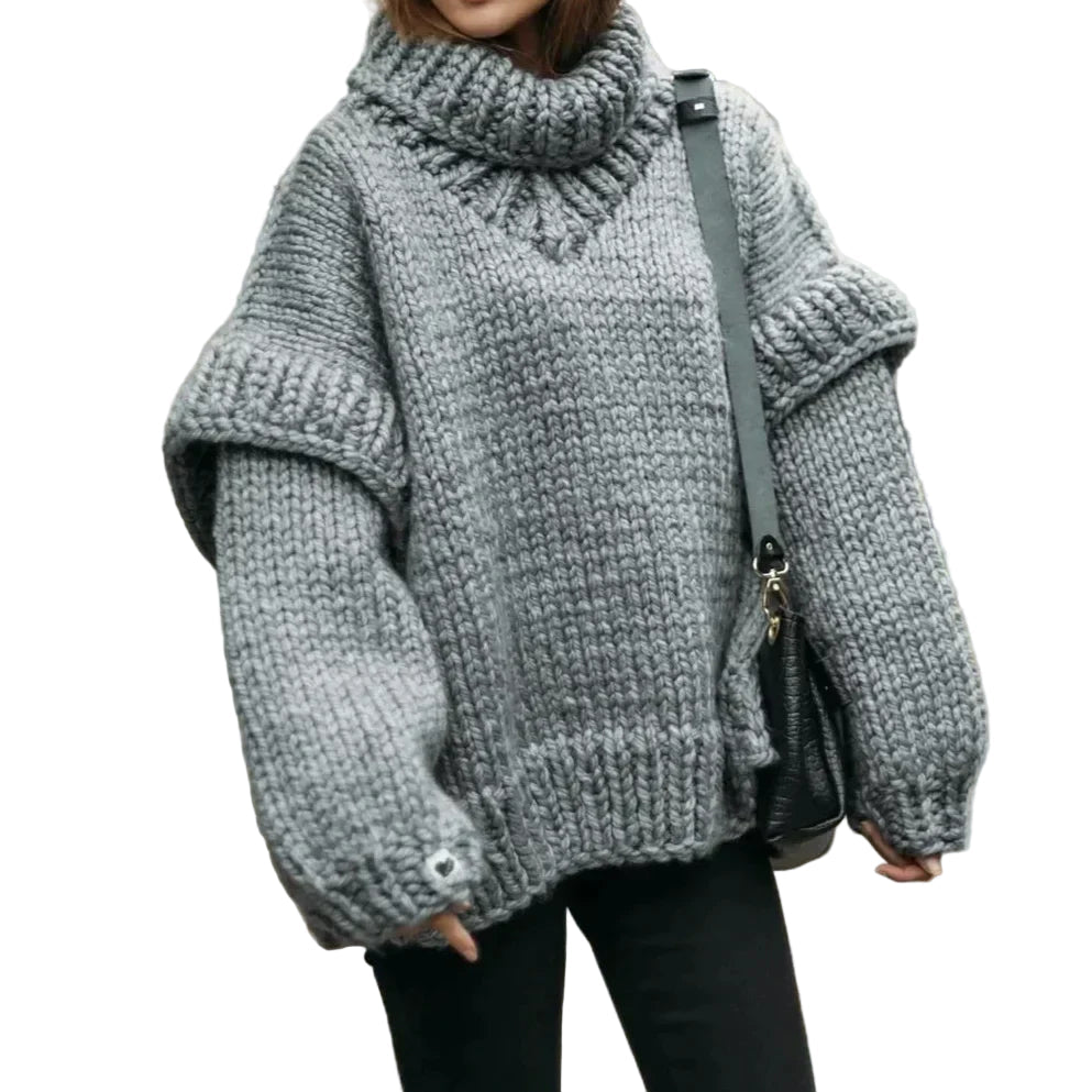 Oversized turtleneck genser for kvinner, varm og trendy høst-/vintermote. Komfortabel og stilfull damegenser.