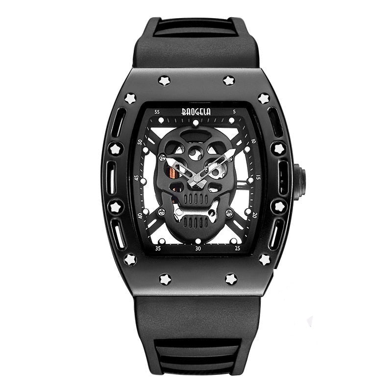 Pirate Skull herreklokke med unikt hodeskalledesign. Robust quartzklokke med dristig stil for menn.