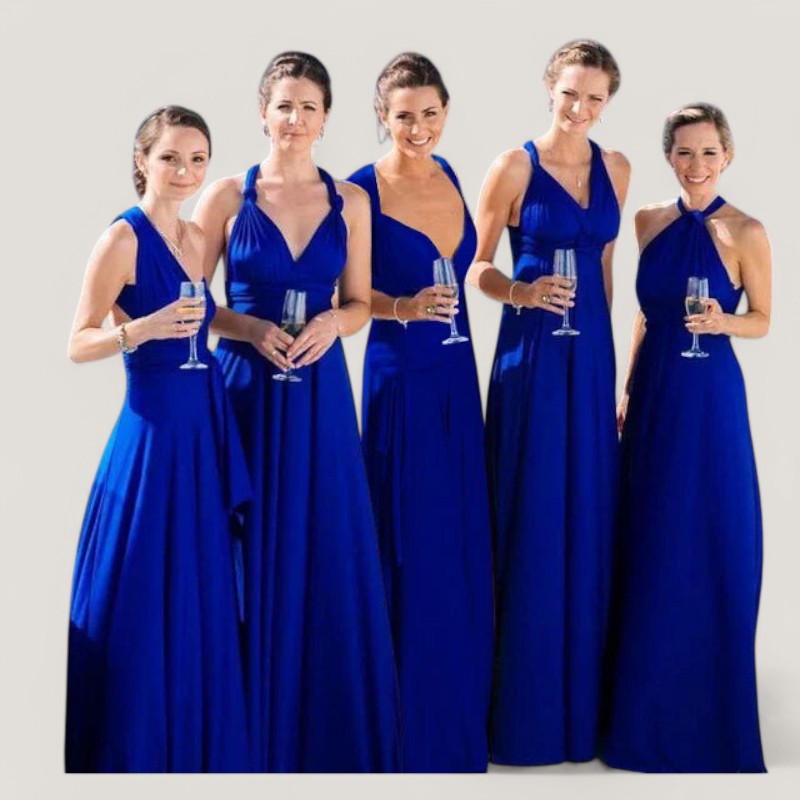 Allsidig midi kjole for kvinner, plissert polyester med elastisk midje. Komfortabel og elegant.
