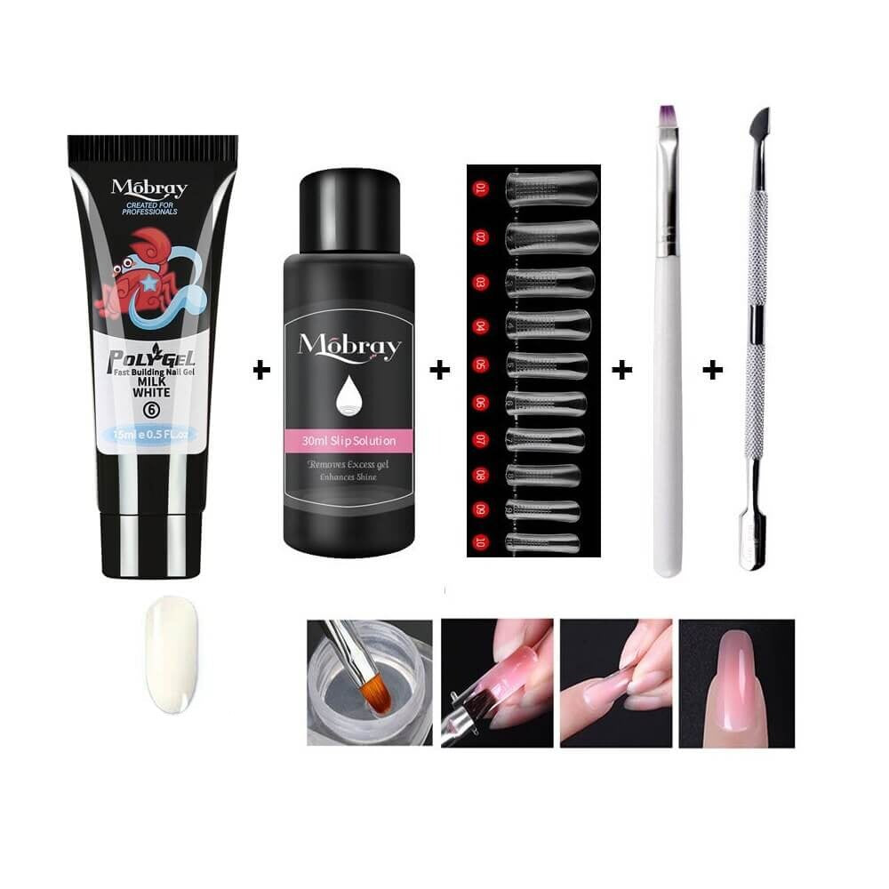 Poly Gel Neglesett Luksus for perfekt manikyr hjemme, UV Gel negleforlengelse