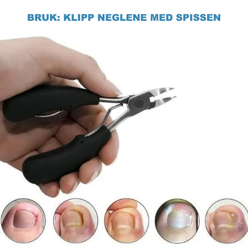 Rustfritt stål negleklipper for hygienisk pleie av tånegler. Ekstra skarp for vanskelige negler.
