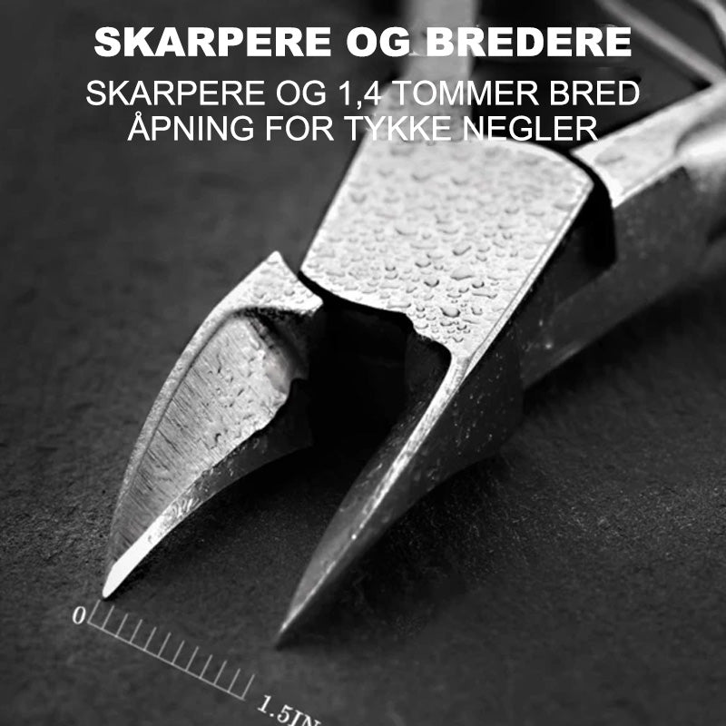 Profesjonelt pleieverktøy: Negleklipper med kraftig grep for enkel håndtering av tykke tånegler.