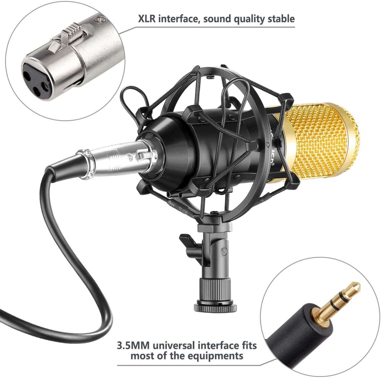 Popfilter for kondensatormikrofon, reduserer plosiver og forbedrer vokal lydkvalitet for studio bruk.