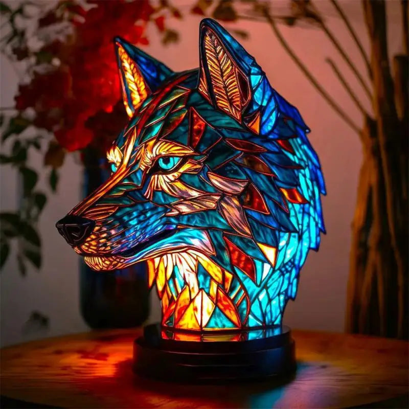 Innendørs 3D dyrelampe i retro stil. Mosaikk bordlampe som er en dekorativ lyskilde og skaper stemning.