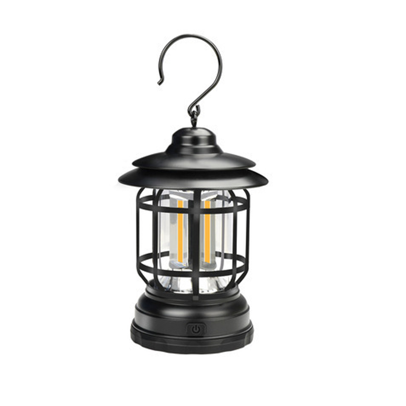 Retro design LED-lampe, bærbar for piknik og terrassen, skaper en sjarmerende atmosfære.