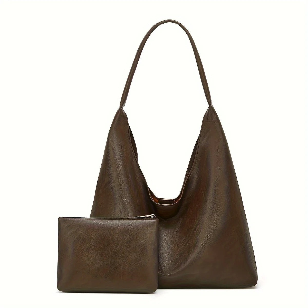 Vintage brun skulderveske, elegant tilbehør for kvinner med retro mote.