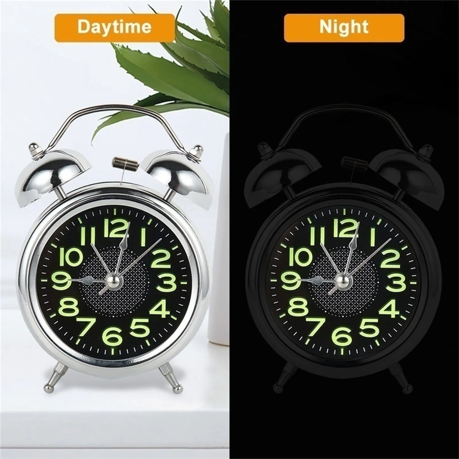Vekkerklokke for tungsover: retro stil, høy alarm & stille urverk. Ideell for soverom.