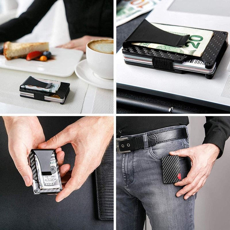 Stilig RFID-kortorganisator i børstet aluminium, unisex design