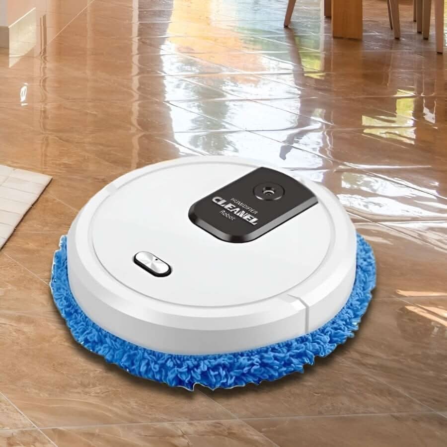 Intelligent robotmopp som navigerer effektivt på harde gulv og tepper for grundig rengjøring.