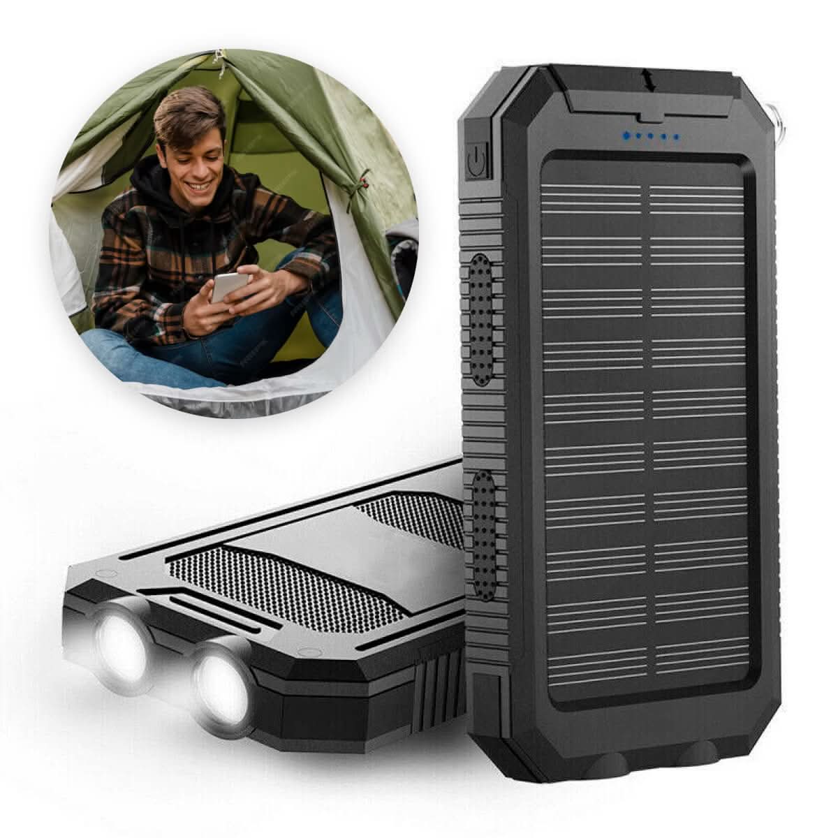 Robust 30000mAh powerbank for utendørs eventyr, vanntett og bærbar med USB-lading.