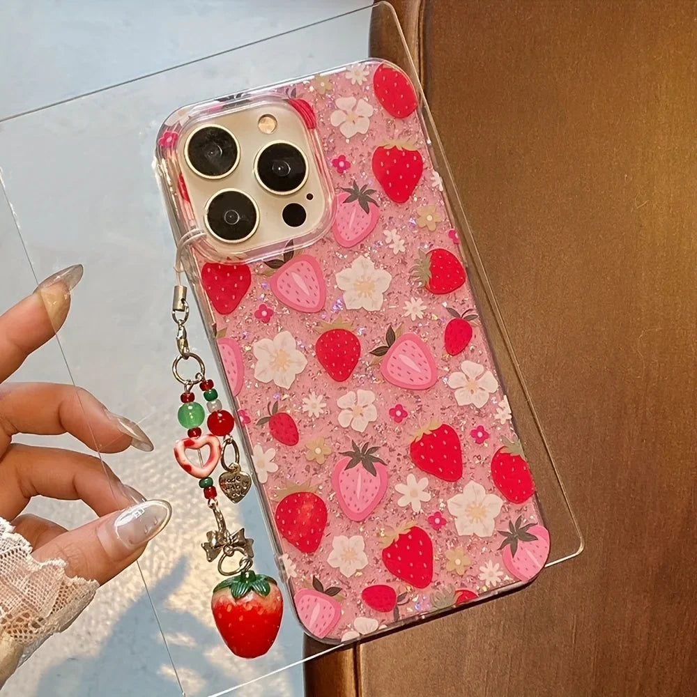 Elegant rosa iPhone deksel med blomsterdesign. Slankt og lett mobiltelefondeksel for daglig bruk.