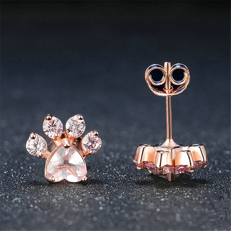 Kvinner smykker: Unike kattepote stud øredobber i rosegull, ideell som gave. Trendy design.