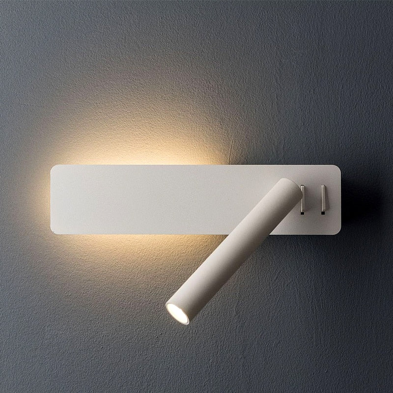 Roterbar LED vegglampe for soverom. Justerbar sengelampe/leselampe i moderne design.