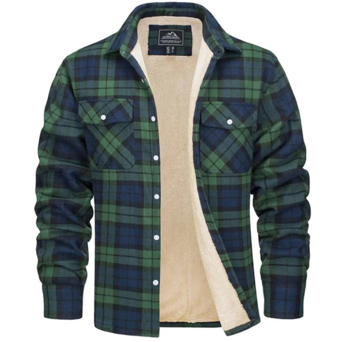 Stilig menns vinterjakke, rutete design for en casual og varm look.