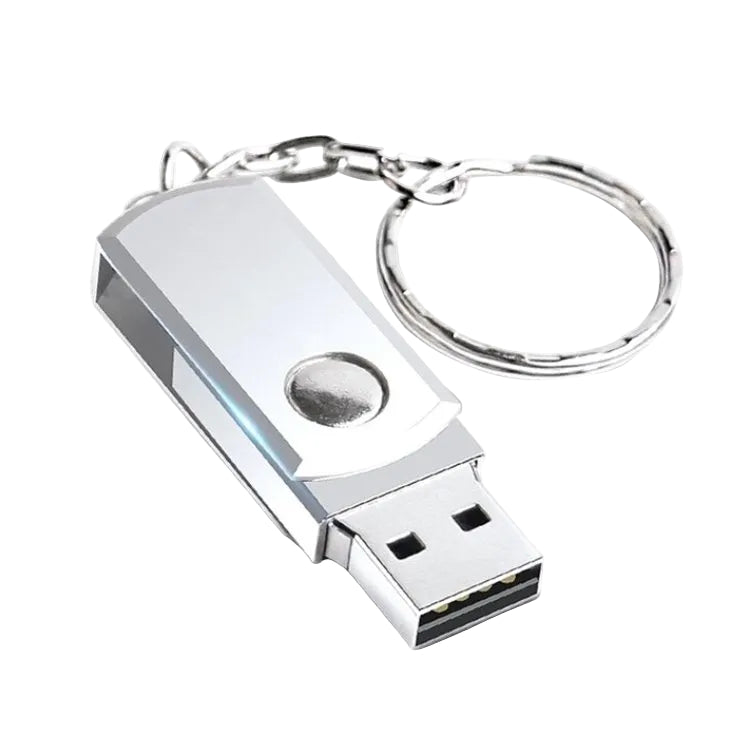 Sølvfarget 2TB USB 3.0 minnepinne i robust aluminium, for rask, portabel og sikker datalagring. Vanntett.