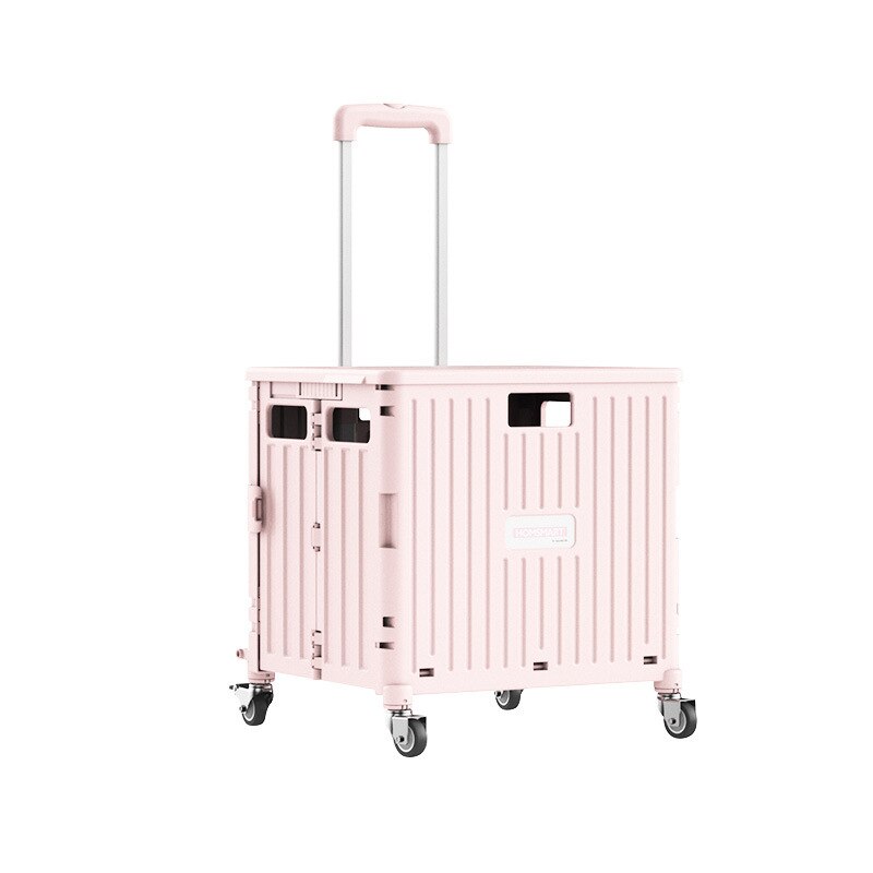 Sammenleggbar handlekurv med hjul, perfekt for enkel butikk- og varetransport.