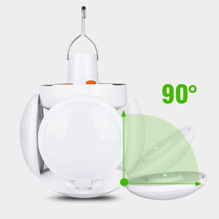 Praktisk sammenleggbar solcelle LED-lampe, perfekt som nødbelysning eller campinglys.