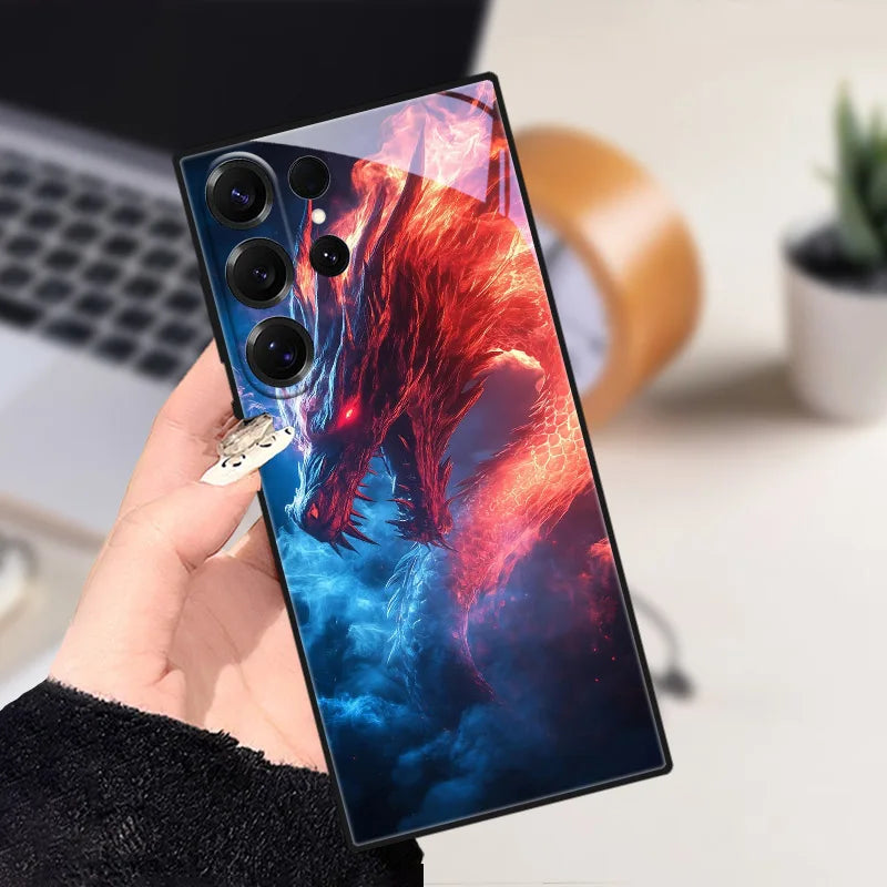 Kreativt dinosaur-motiv telefondeksel for Samsung Galaxy, forsterket med anti-skli.