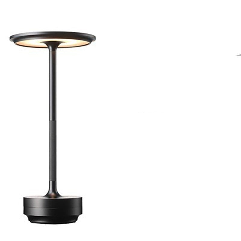 Svart bærbar touch-bordlampe, trådløs, LED-lys, stemningsbelysning, oppladbar, dekor