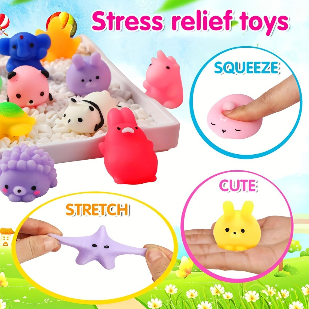36 søte, kawaii squishy dyreleker i myk silikon. Perfekte leker og stressballer for barn.