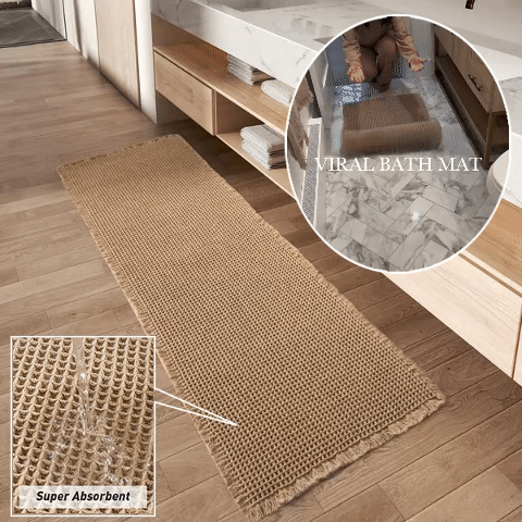 Baderomsteppe: Sklisikker boho vaffelløper i et moderne design. Mykt og funksjonelt for baderomsinnredning.