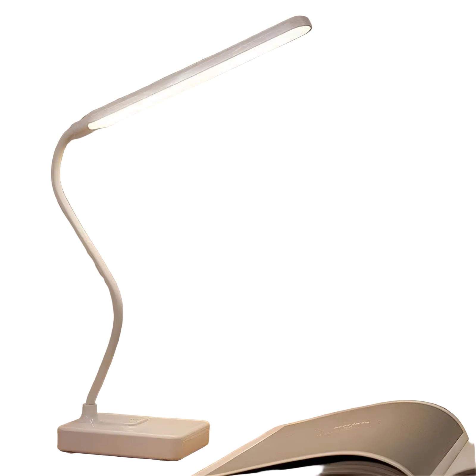 Skrivebordslampe med fleksibel arm og justerbare lysfarger, perfekt for kontor og hjemmestudie.