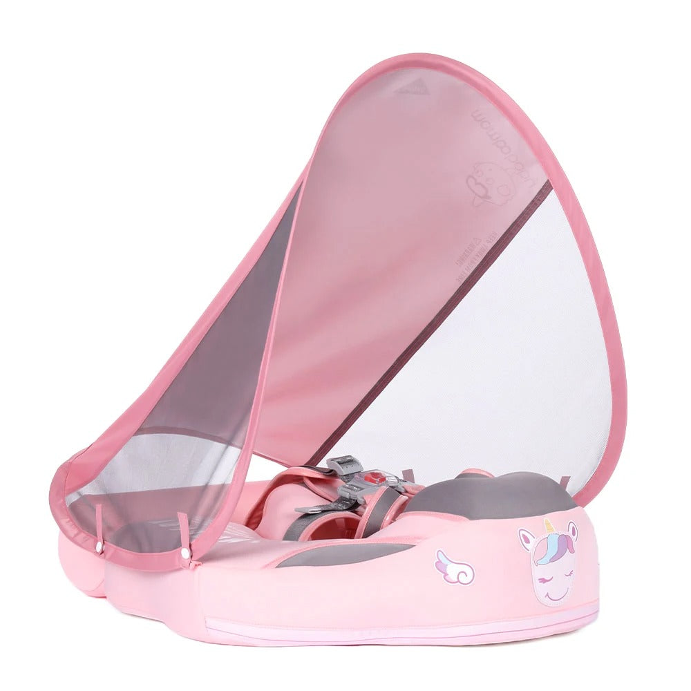 Baby svømmetrener med avtakbar solskjerm for effektiv UV-beskyttelse under vannlek.
