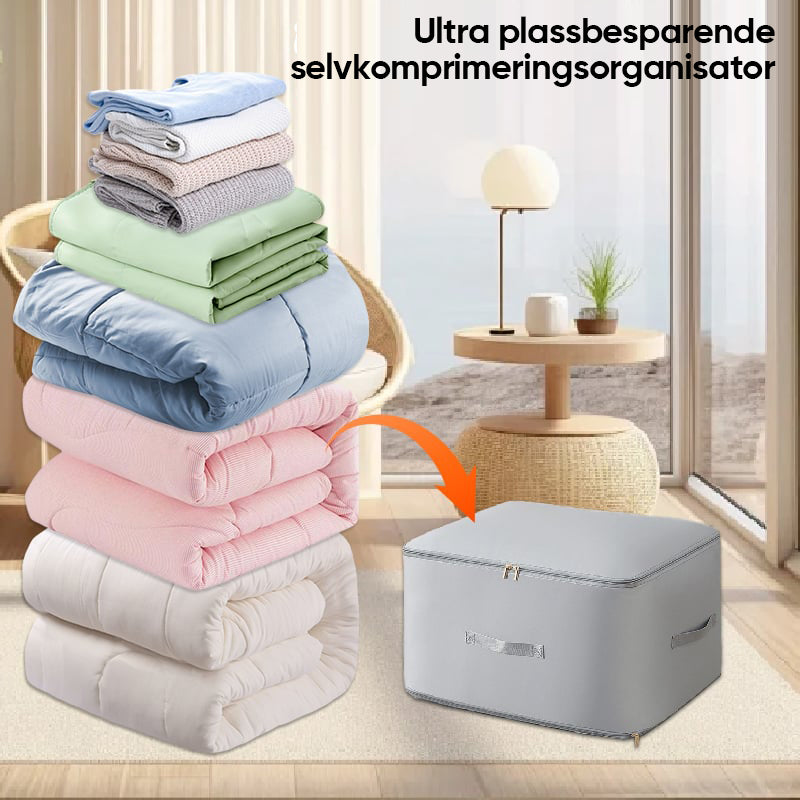 Enkel oppbevaring av store dyner og tekstiler med effektiv kompresjonspose.