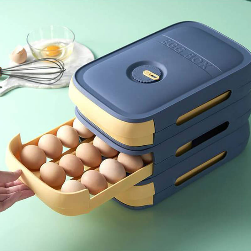 Kjøleskap organisator for egg. Smart skuffeboks holder eggene organiserte og plassen ryddig.