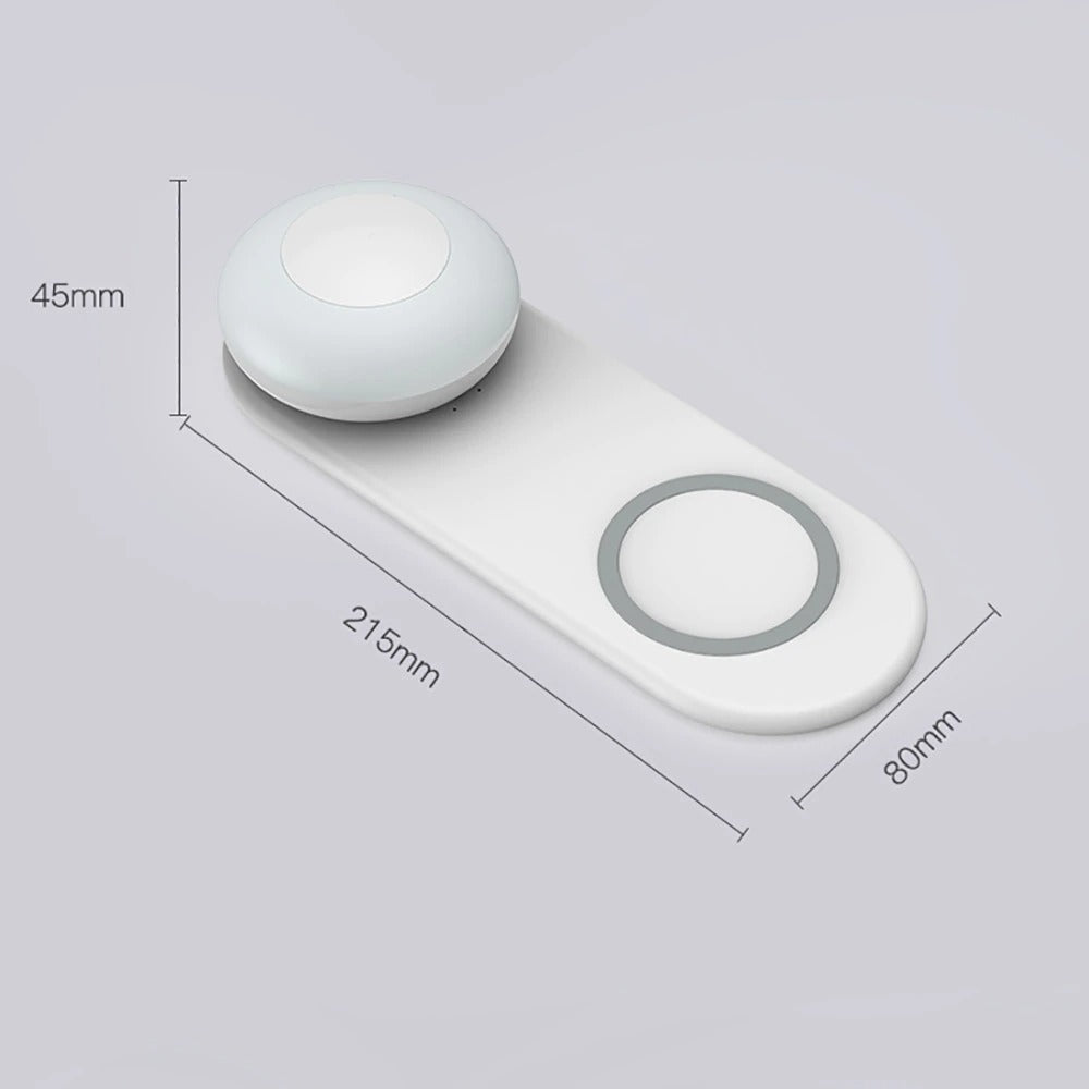 Elegant smart ladelampe med trådløs Qi-lader, justerbar LED og øyepleiefunksjon for kontor og nattbord.