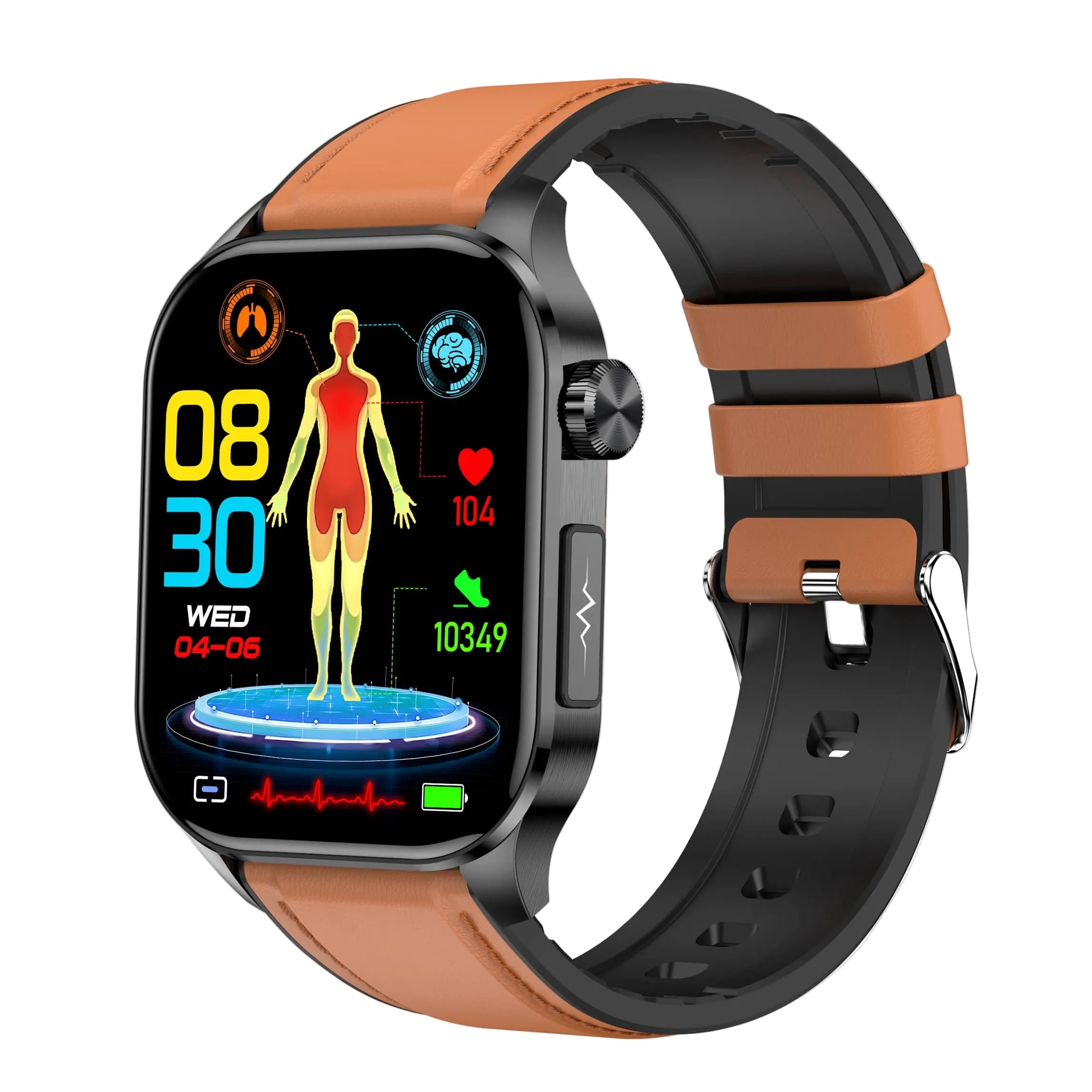 Smartklokke med helseovervåking for menn og kvinner. AMOLED, pulsmåler, aktivitetsmåler. Android/iOS.