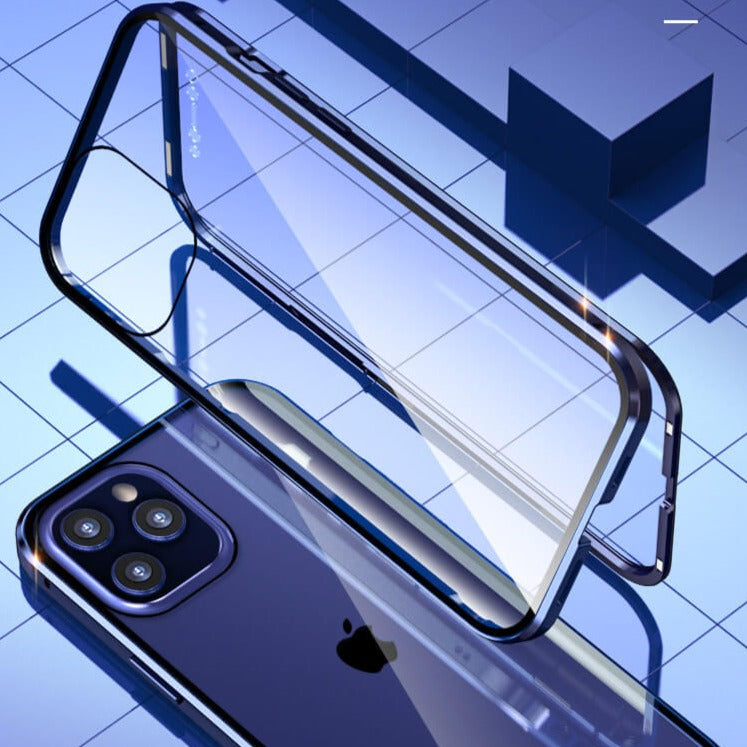 Smarttelefondeksel med forsterket herdet glass. Magnetisk lukking og robust anti-sjokk beskyttelse.