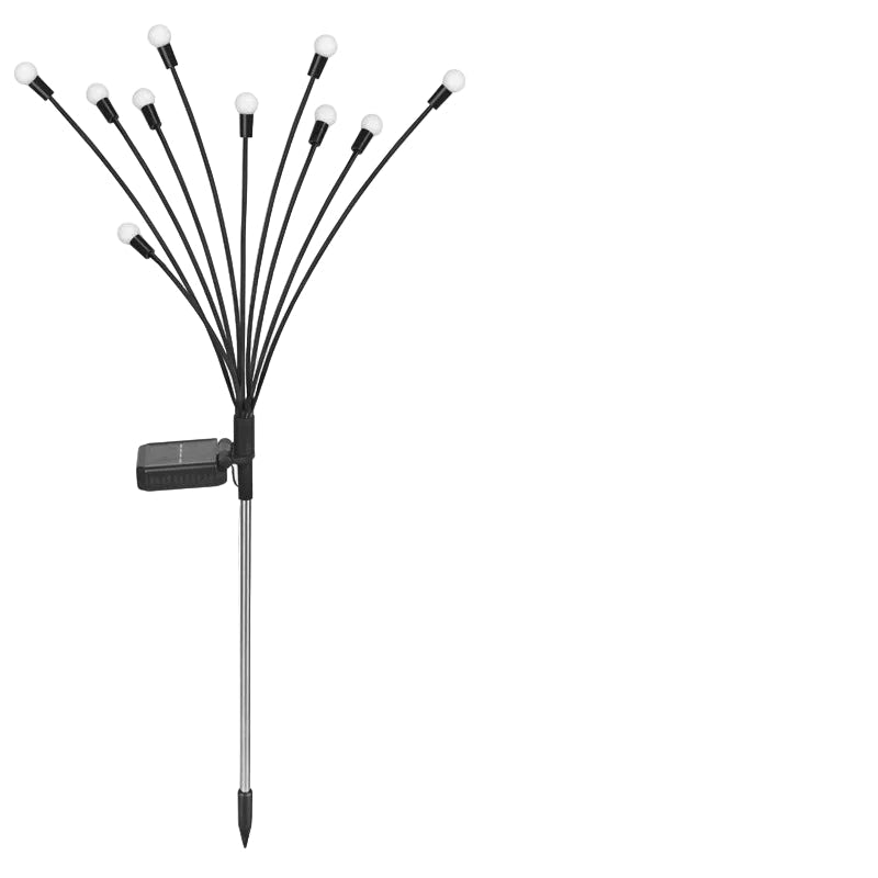 Solcelledrevet ildflue hagelys med magisk glød i kveldsmørket, perfekt for stemningsfull hagedekor.