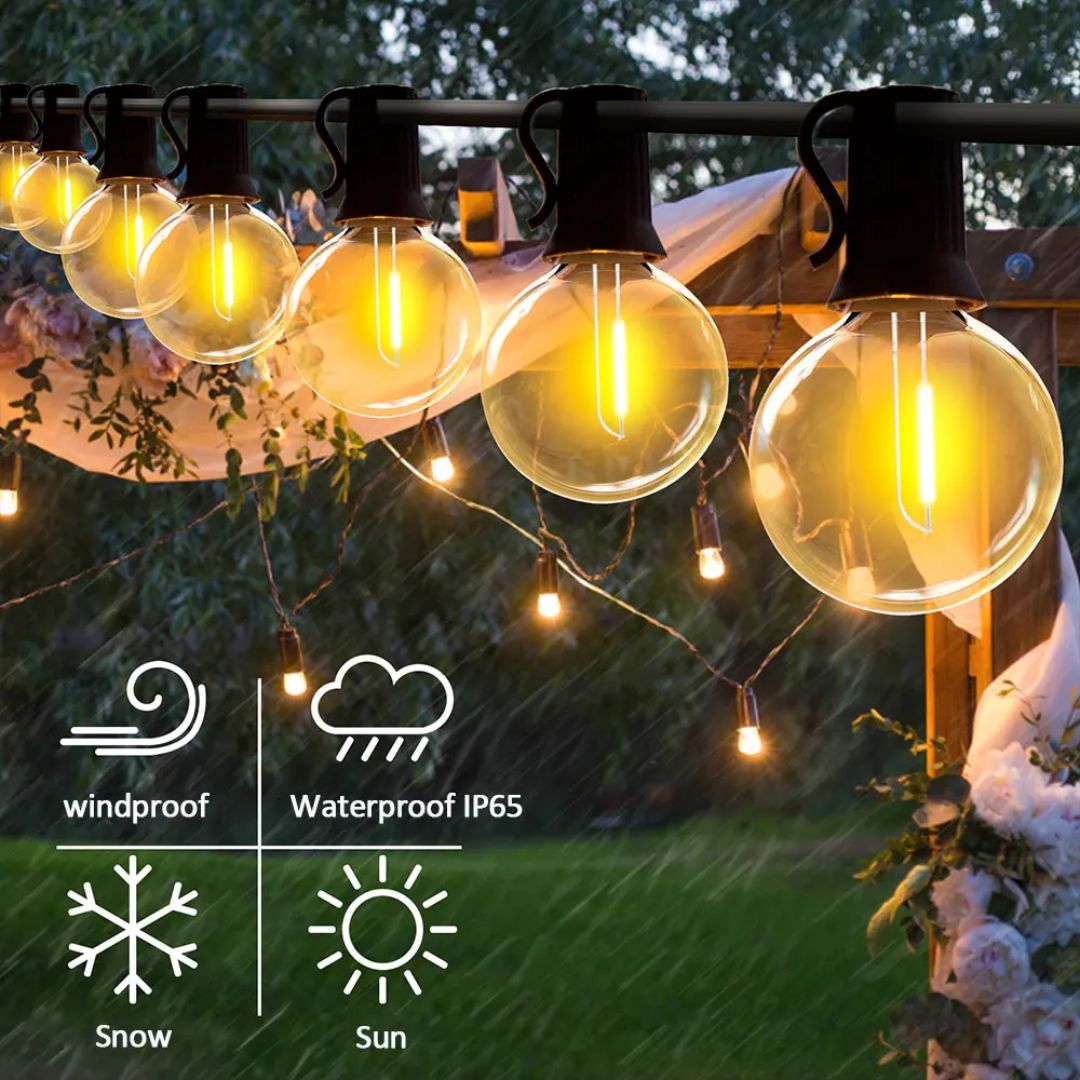Vanntette solcelle lyslenker gir magisk stemning i hagen. Enkel installasjon med solenergi for dekorlys.