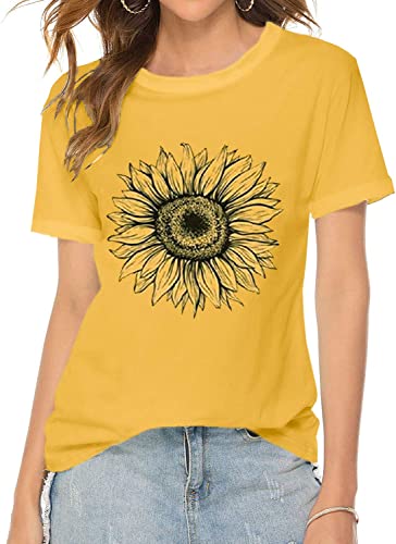 Solsikke t-skjorte for menn. Komfortabel herre t-skjorte med levende solsikketrykk. Perfekt for sommermote og casual stil.
