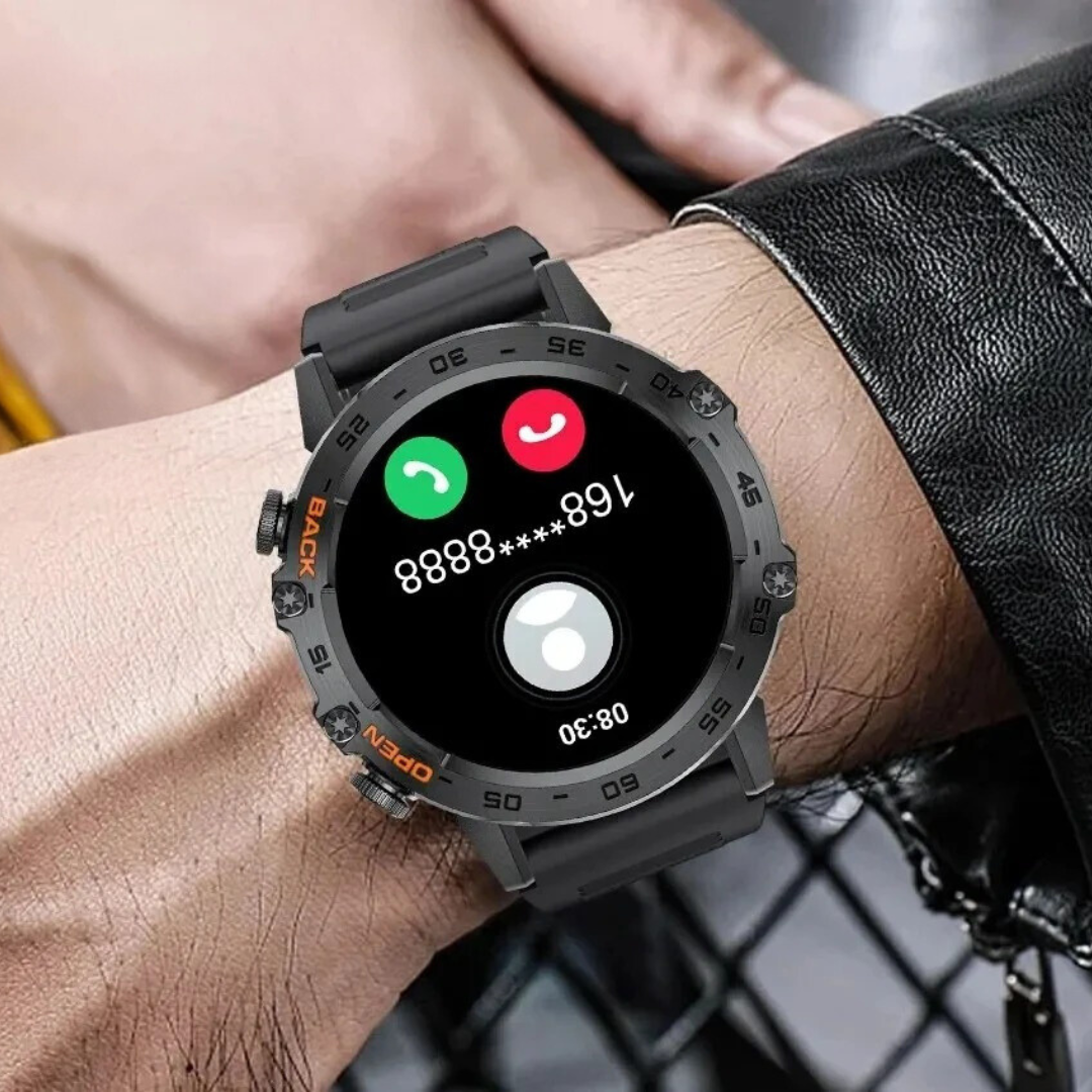 Moderne sport smartklokke for menn, med Bluetooth, aktivitetstracking og helsemåler, ideell for daglig bruk og trening.