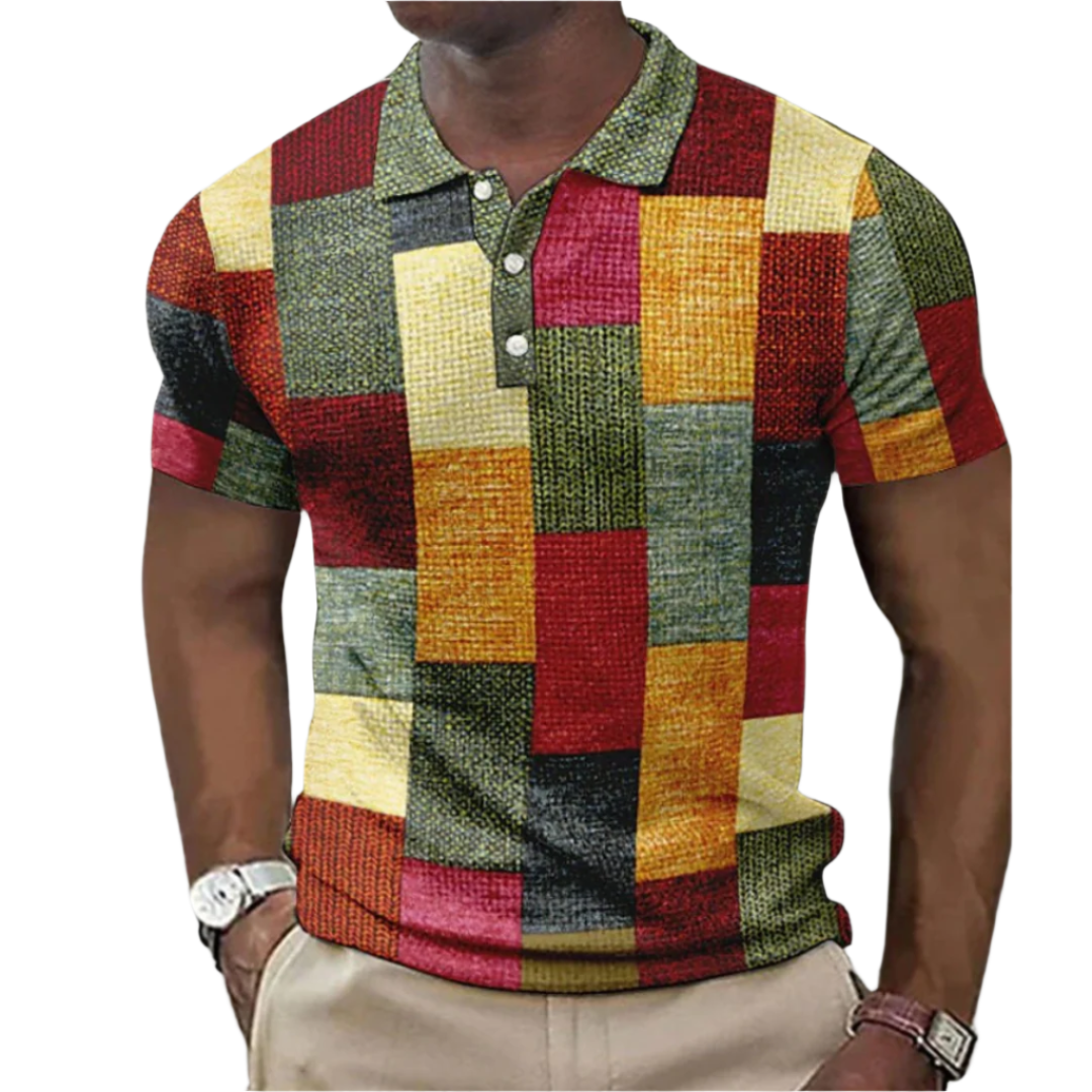 Stilfull herre rutete poloskjorte for casual sommerdager. Komfortabel hverdagsskjorte i klassisk design.