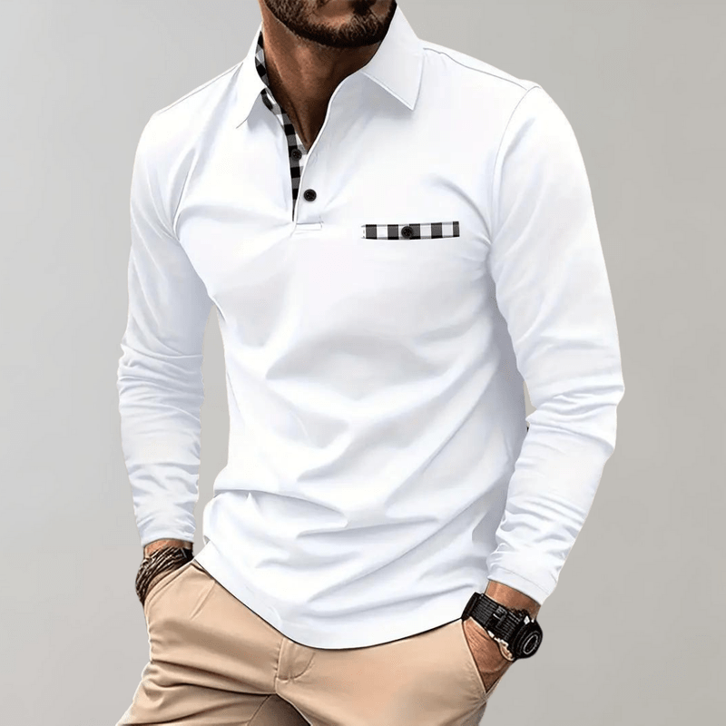 Kvalitet herre langermet t-skjorte i komfortabel polyester, perfekt basisplagg for en stilig hverdag.