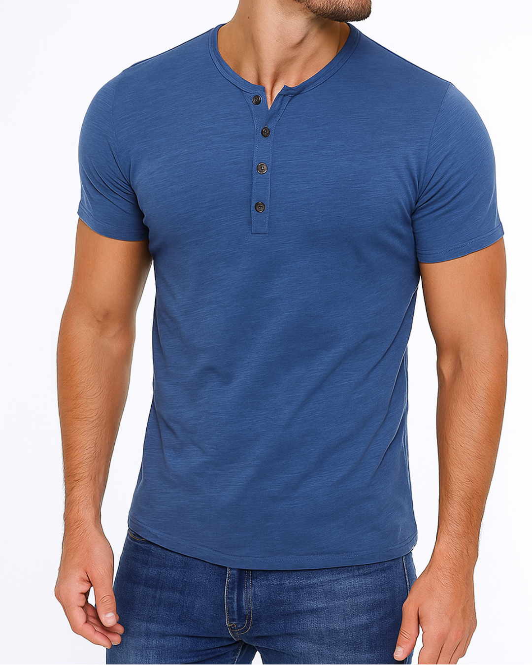 Tidløs kortermet Henley skjorte for menn, utmerket for sommer og casual bruk, gir god komfort.