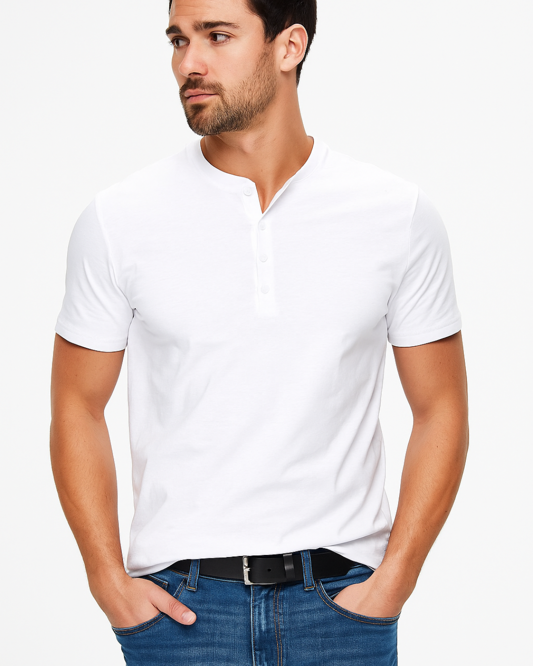 En avslappet kortermet Henley for menn, ideell som sommerskjorte. Kombinerer stil, fritid og komfort.