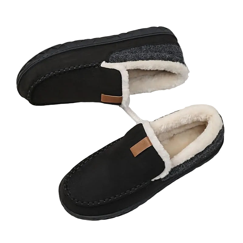 Stilige herre vinter loafers i slip-on design for maksimal komfort og varme hjemme.
