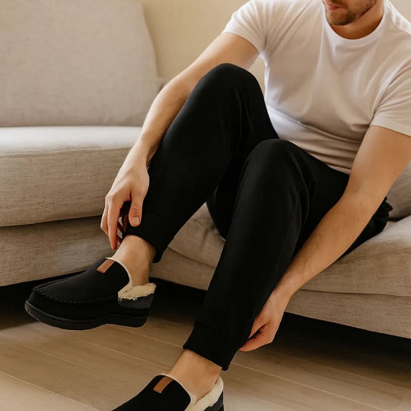 Varme herre vinter loafers, perfekte som koselige tøfler for kalde dager, med robust såle.