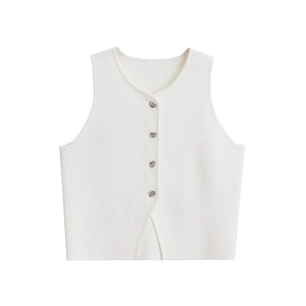 Motebevisst cropped strikkevest til kvinner. Trendy vest som løfter ethvert antrekk.