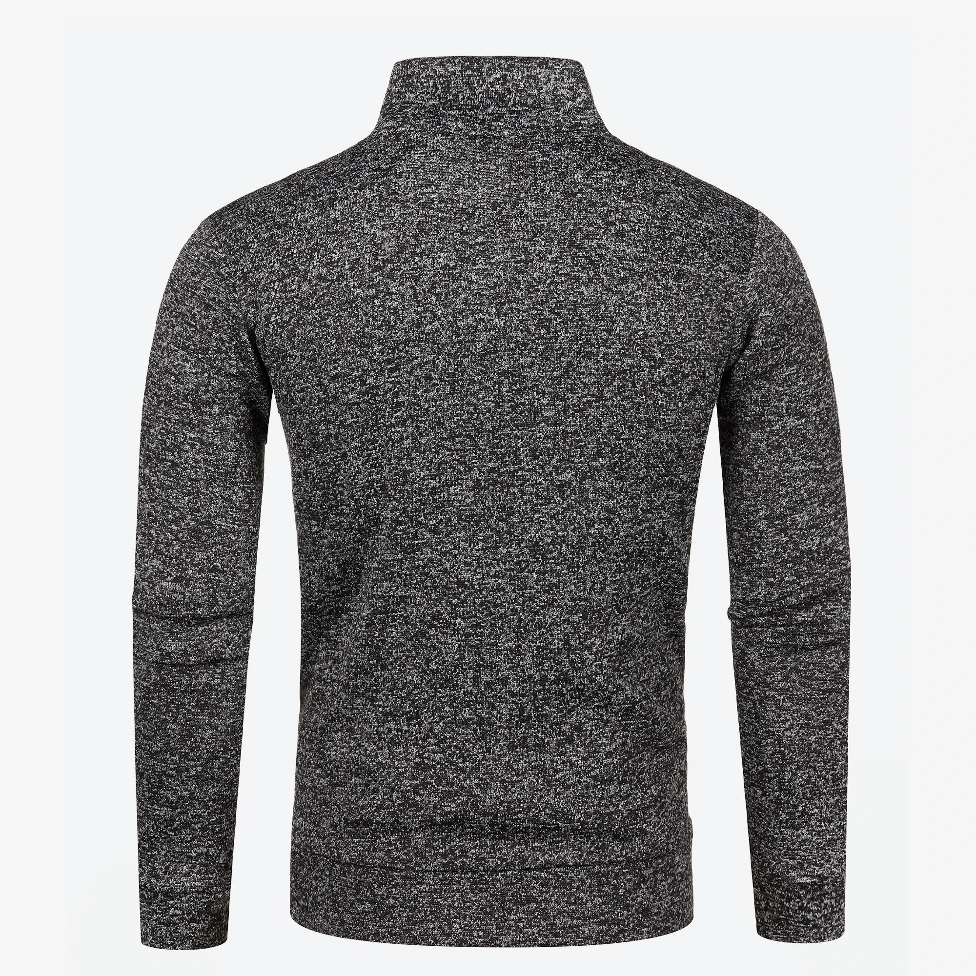 Elegant strikket herrefrakk med ståkrage. Et stilrent valg for herremote, ideell vinterfrakk.