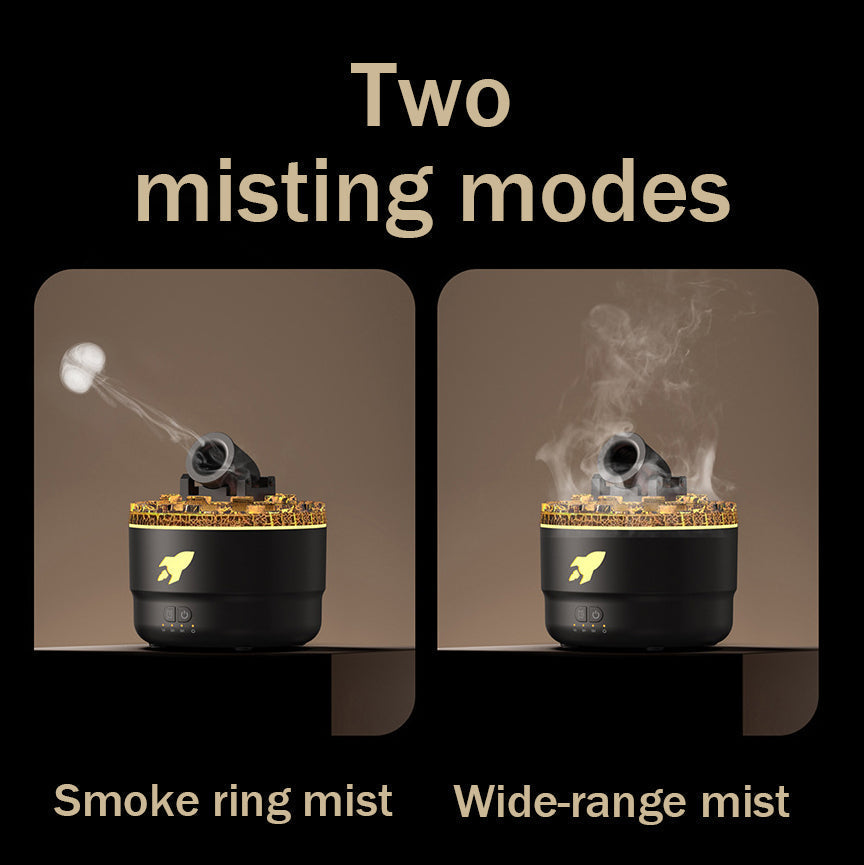 Svart aroma diffuser med fargerikt lava nattlys, fukter luften og sprer dine favoritt essensielle oljer.