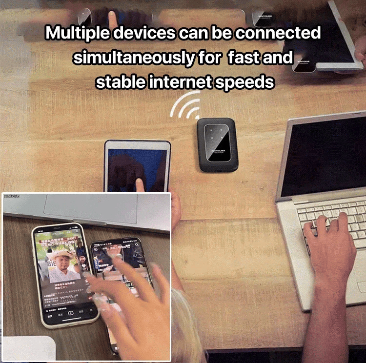 Elegant svart bærbar 5G WiFi-ruter. Kompakt design for høyhastighets internett.