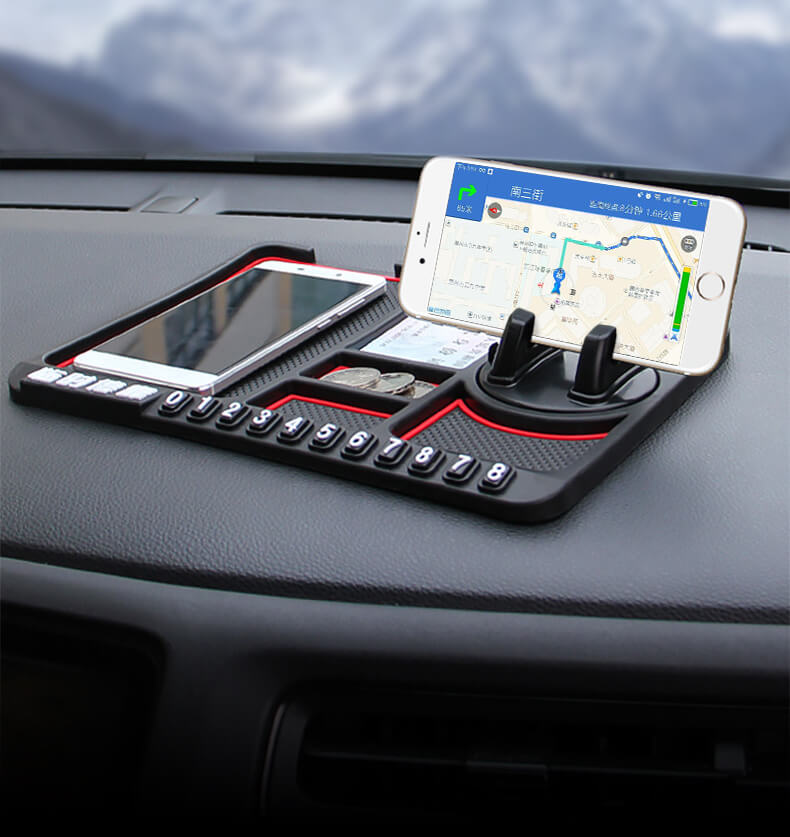 Stabil dashbordfeste for telefon, antiskli silikonholder som holder mobilen fast i bilen.