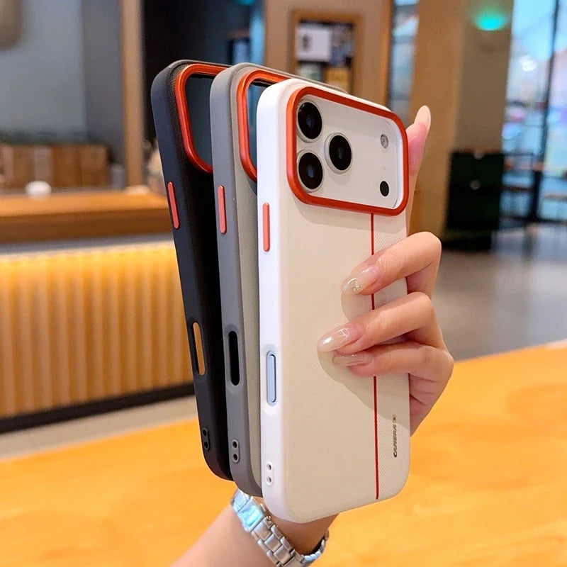 Nærbilde av iPhone 17 mobildekselet som viser den presise passformen og tynne profilen.