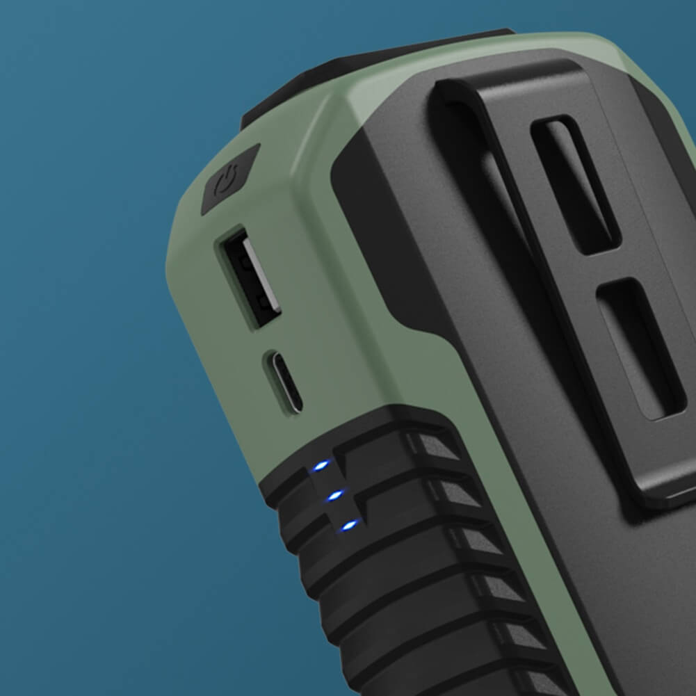 Enkel å bruke, svart USB midjevifte med kraftig luftstrøm for effektiv personlig kjøling.