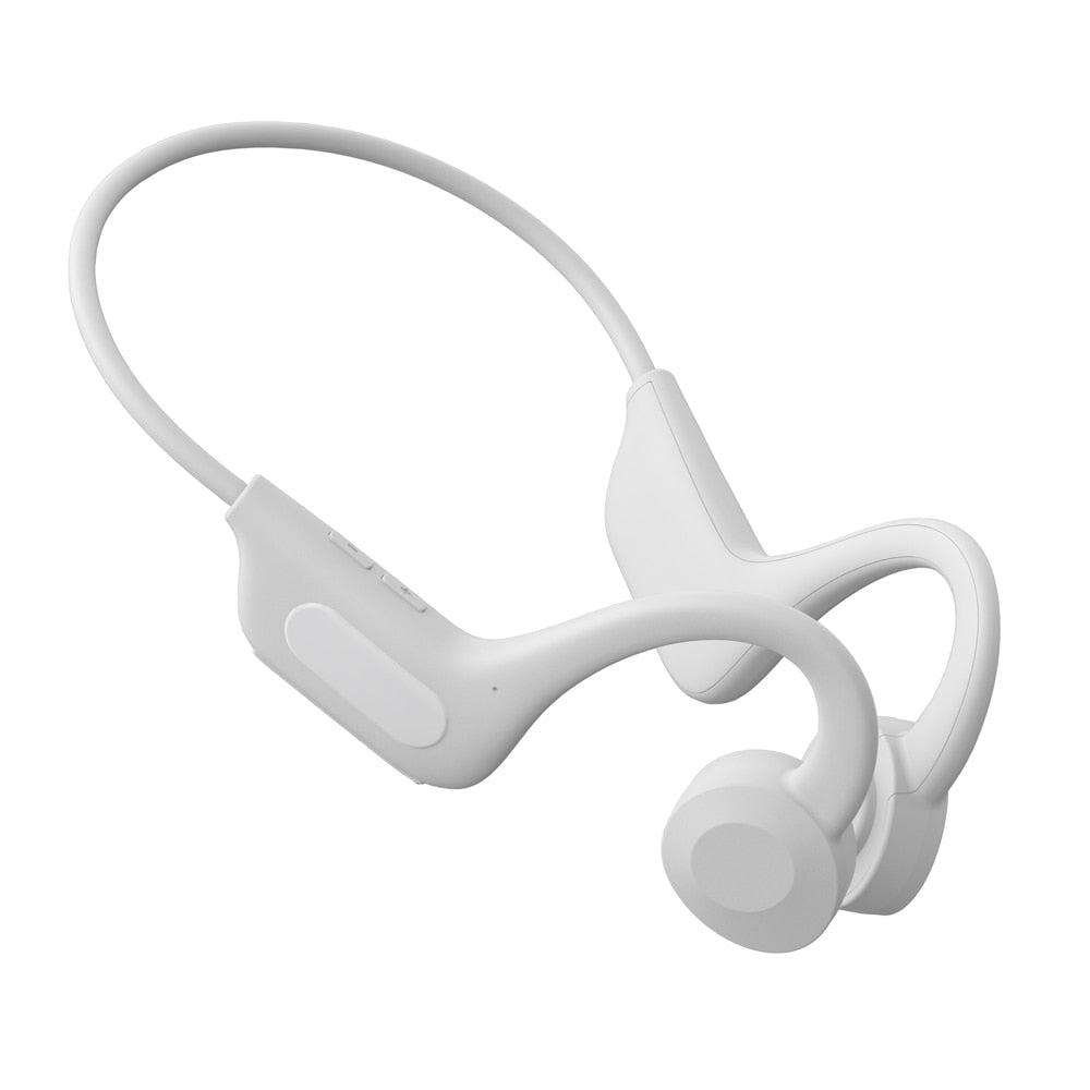 Vanntette trådløse hodetelefoner med beinledning, open-ear design for komfort under sport og aktivitet.
